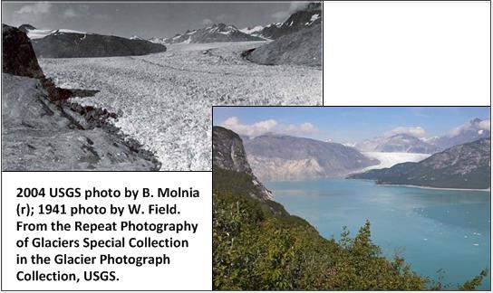 The melting of the Muir Glacier in Alaska attests to the current instability of the planet.